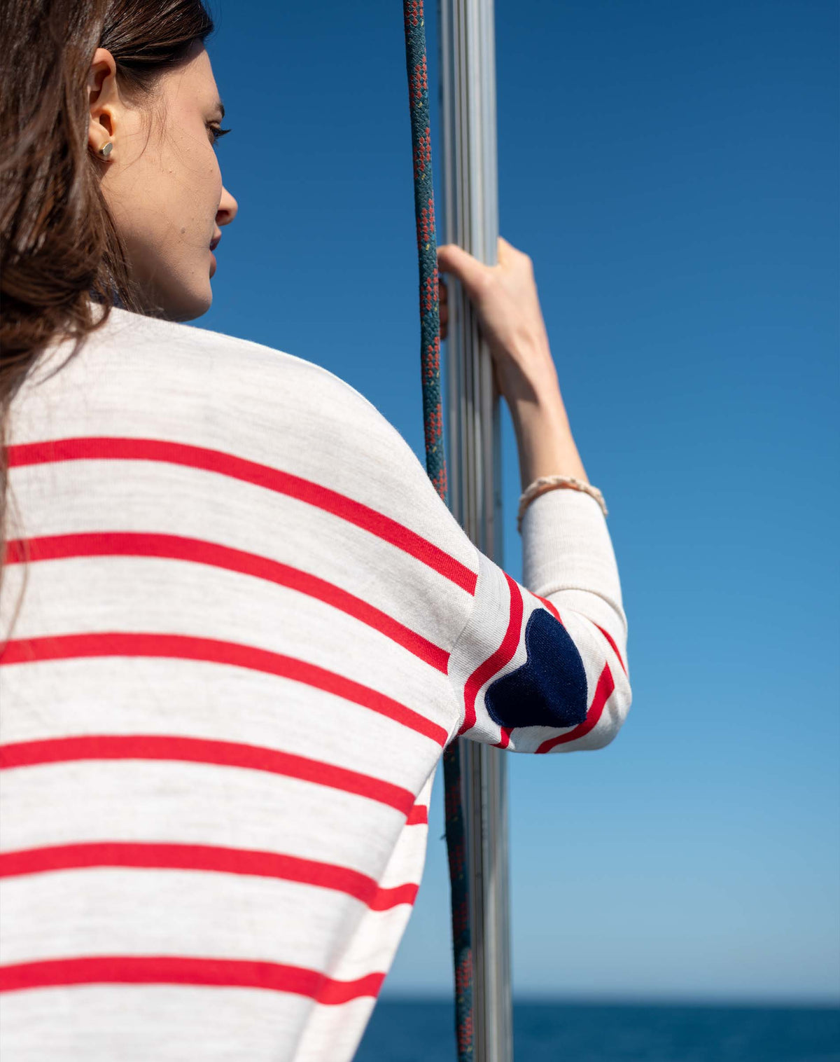 Amour Sweater in Red Stripes/Navy Heart