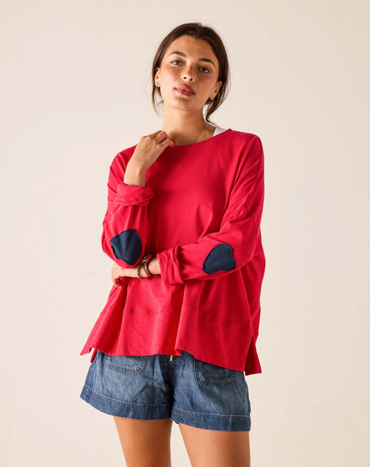 Amour Applique Tee in Red and Navy