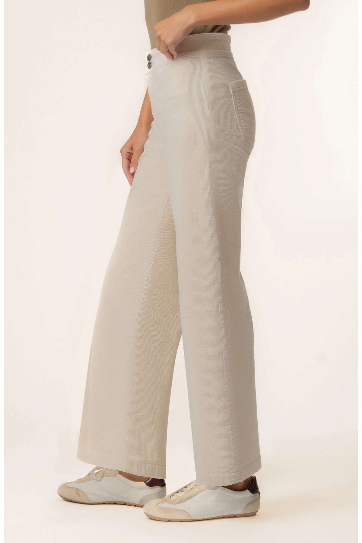  Meg Wide-Leg Corduroy Pants in Ivory - product photo
