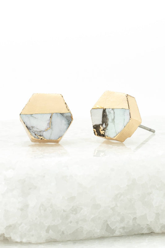 Canopy Stud Earrings in White Turquoise