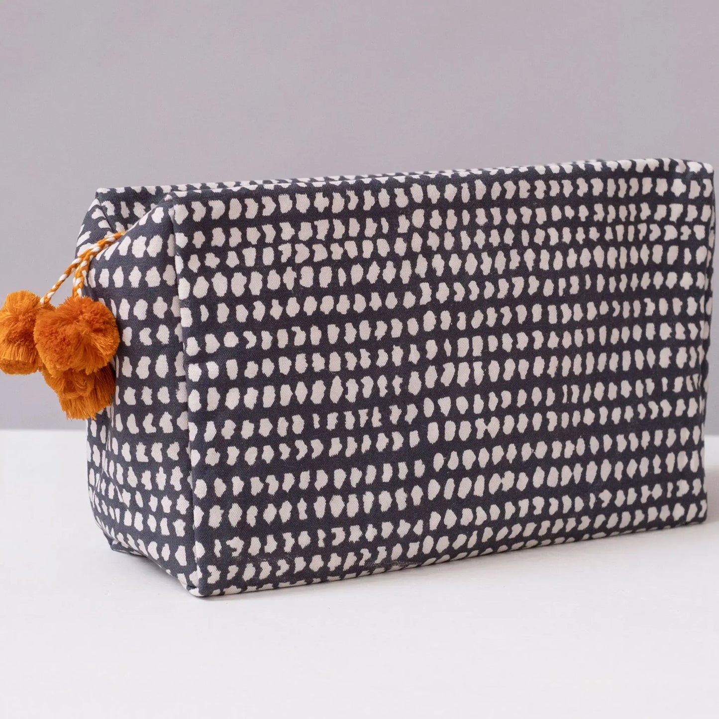 Navy Dot Block Printed Toiletry Bag