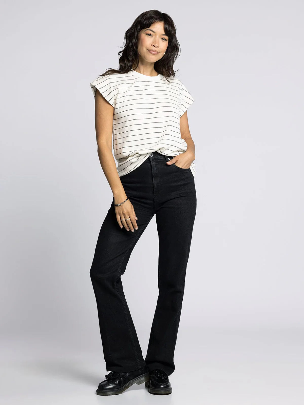 Bella Tee in Off White & Black