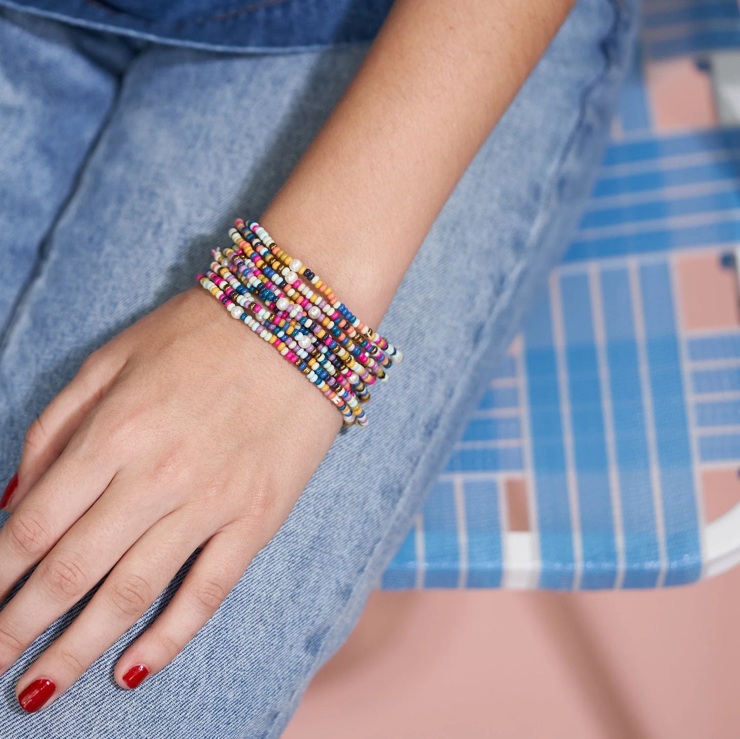 Sage Carded Bracelet Stack in Confetti Multicolor