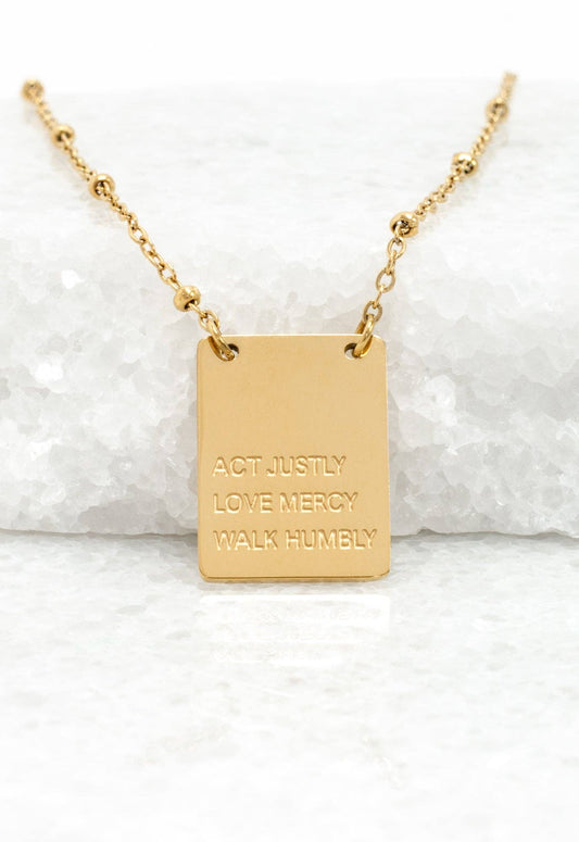 Act Justly Necklace in Gold