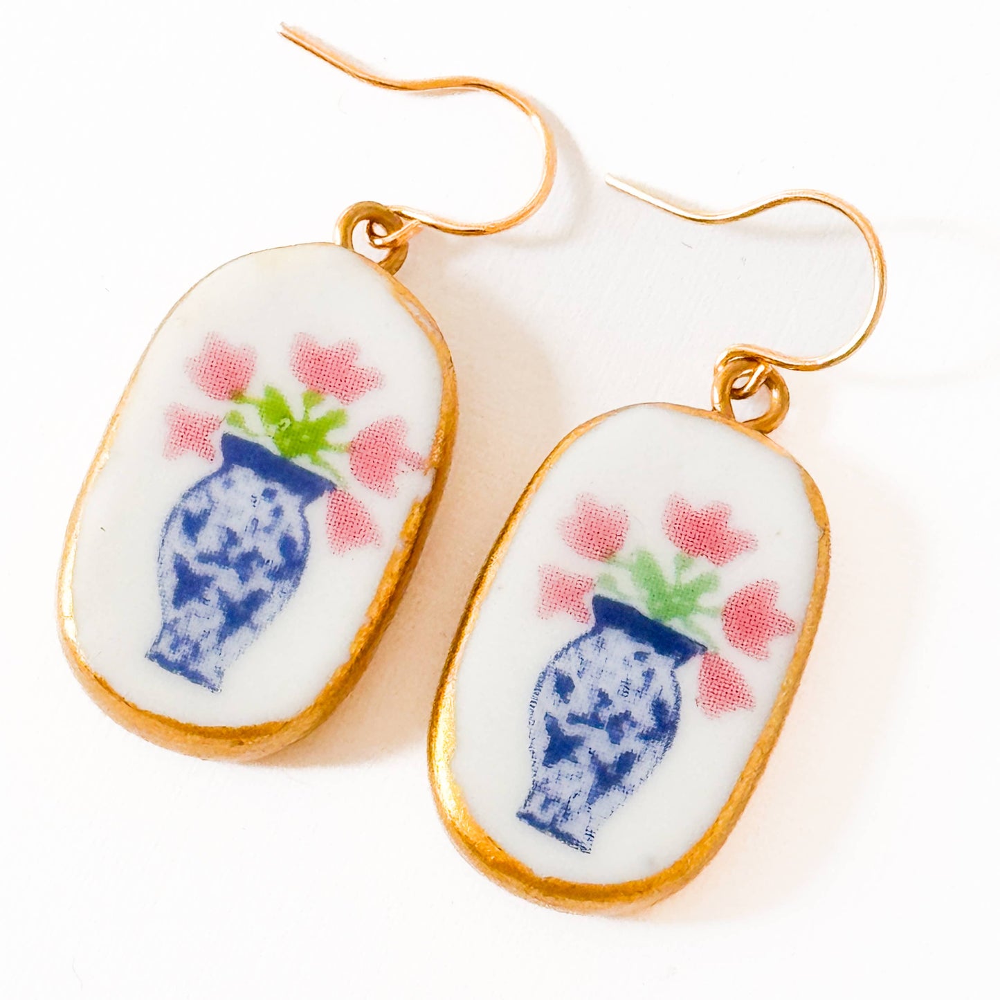 Ceramic Floral Vase Earrings