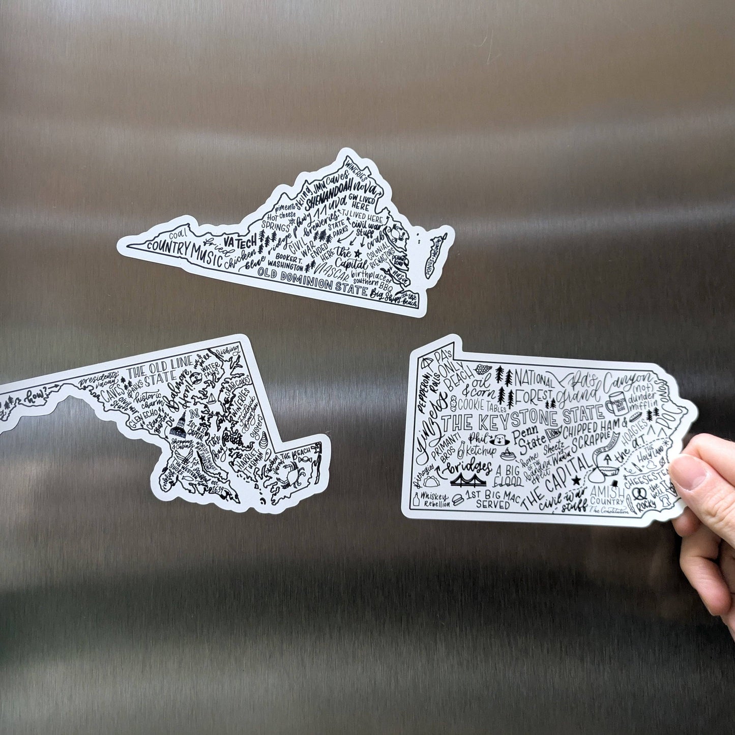Virginia Magnets | Hand-Drawn State Map Magnet