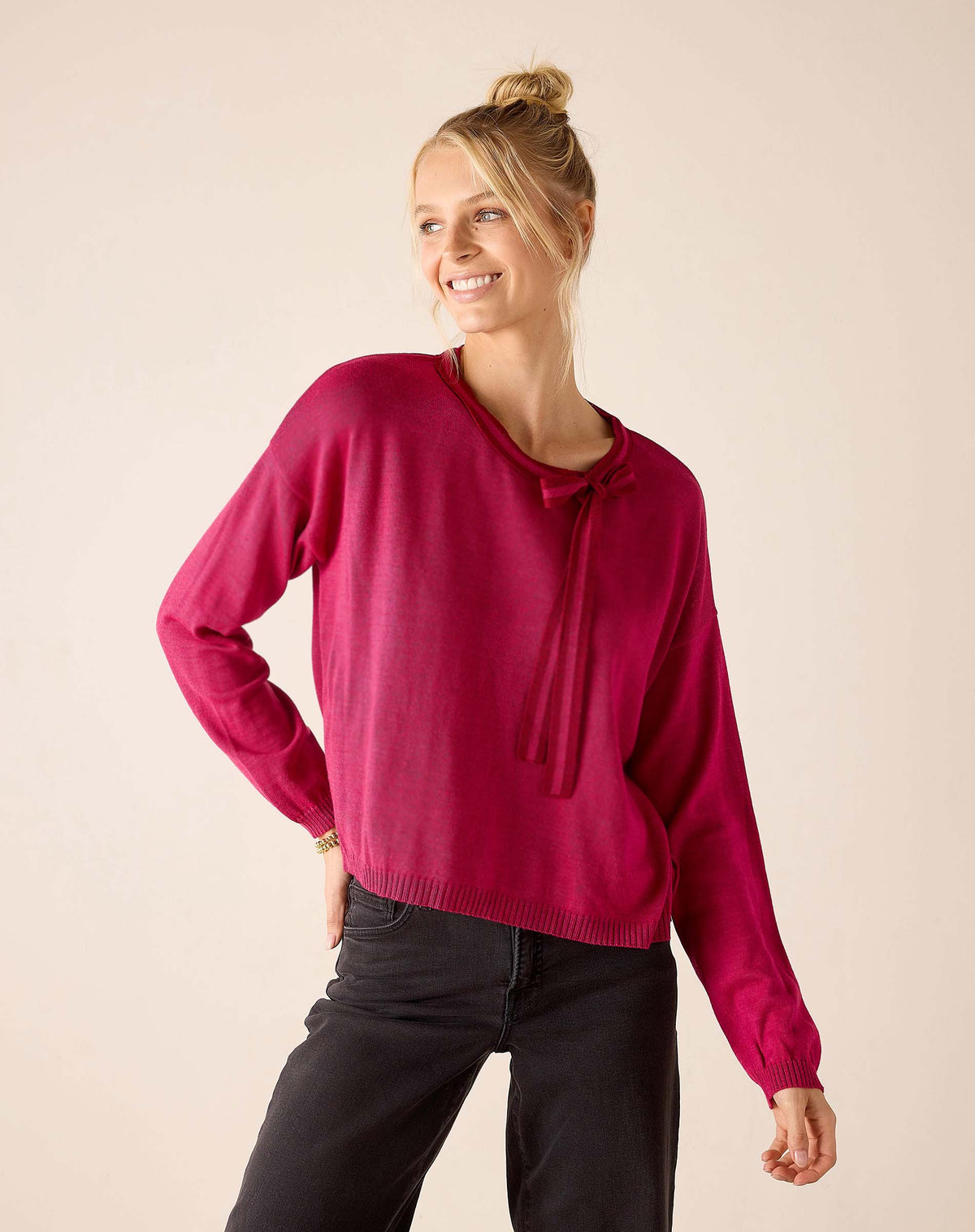 Cardiff Bow Tie Sweater in Taffy