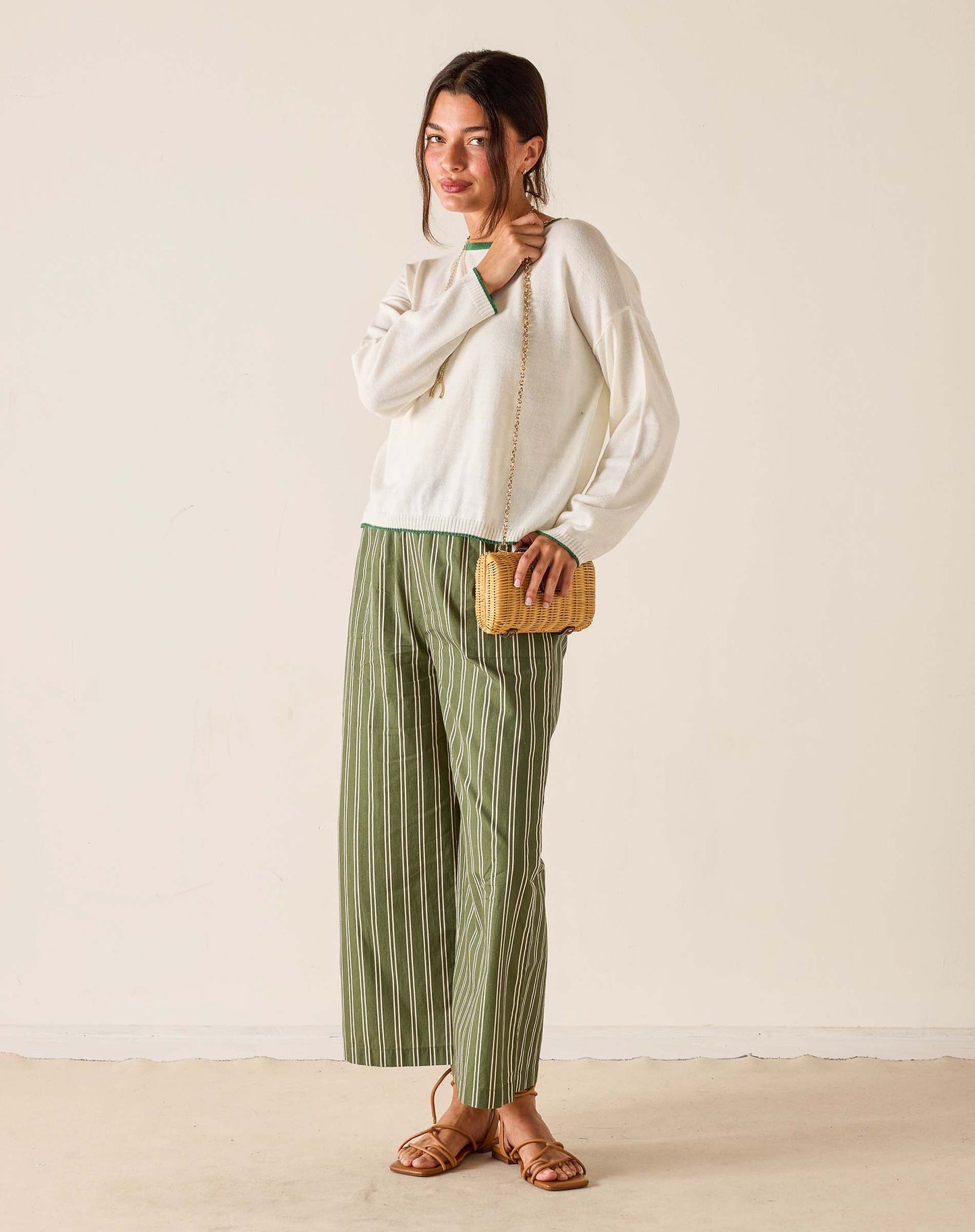 Cardiff Sweater in White and Jungle