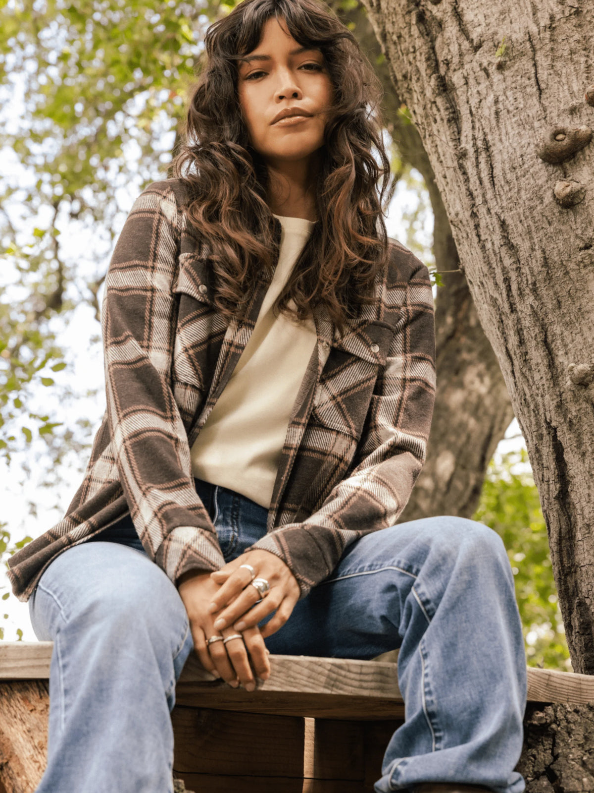 Cassian Shirt in Coffee Ivory Plaid