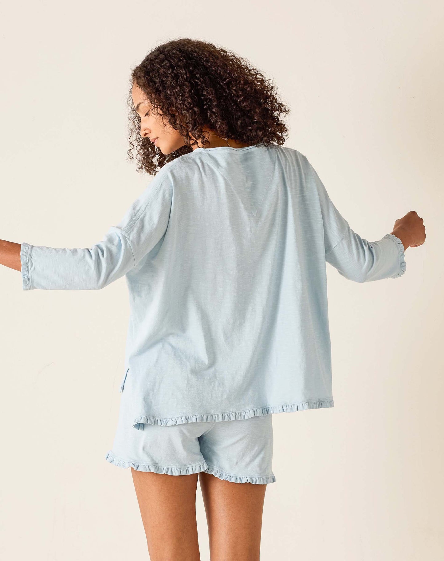 Catalina Ruffle Tee in Niagara Mist