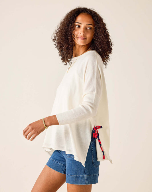 Catalina Tie Side Crewneck in White