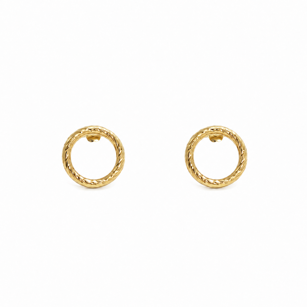Sparkle Circle Stud Earrings in Gold