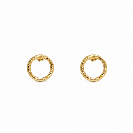 Sparkle Circle Stud Earrings in Gold