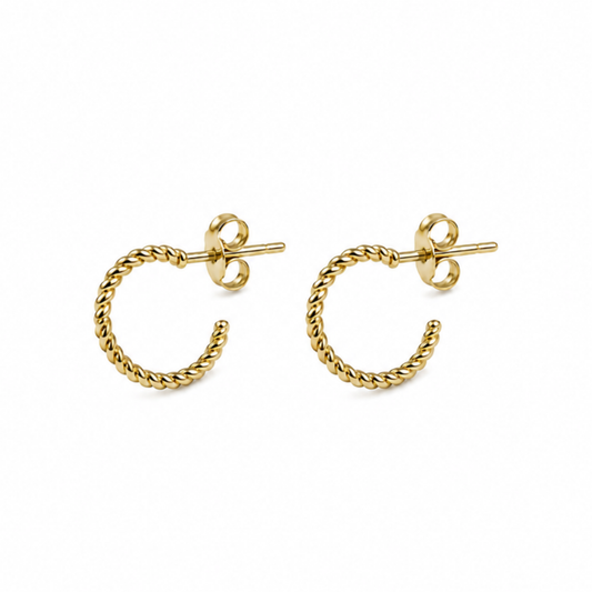 Twisted Hoop Earrings in Gold
