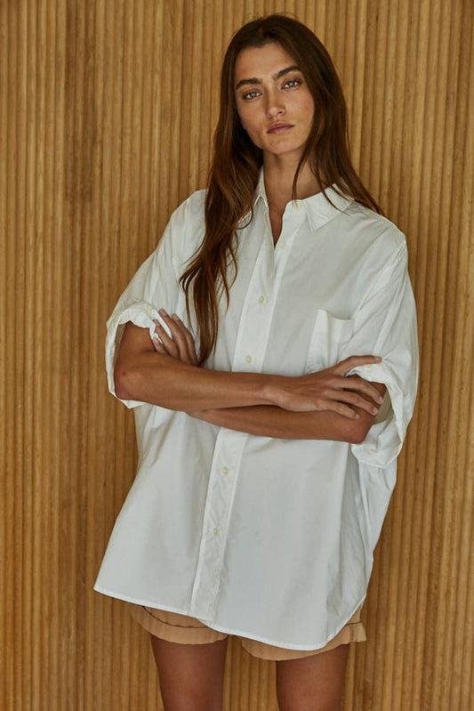 The Oversized Cotton Shirt in Off White