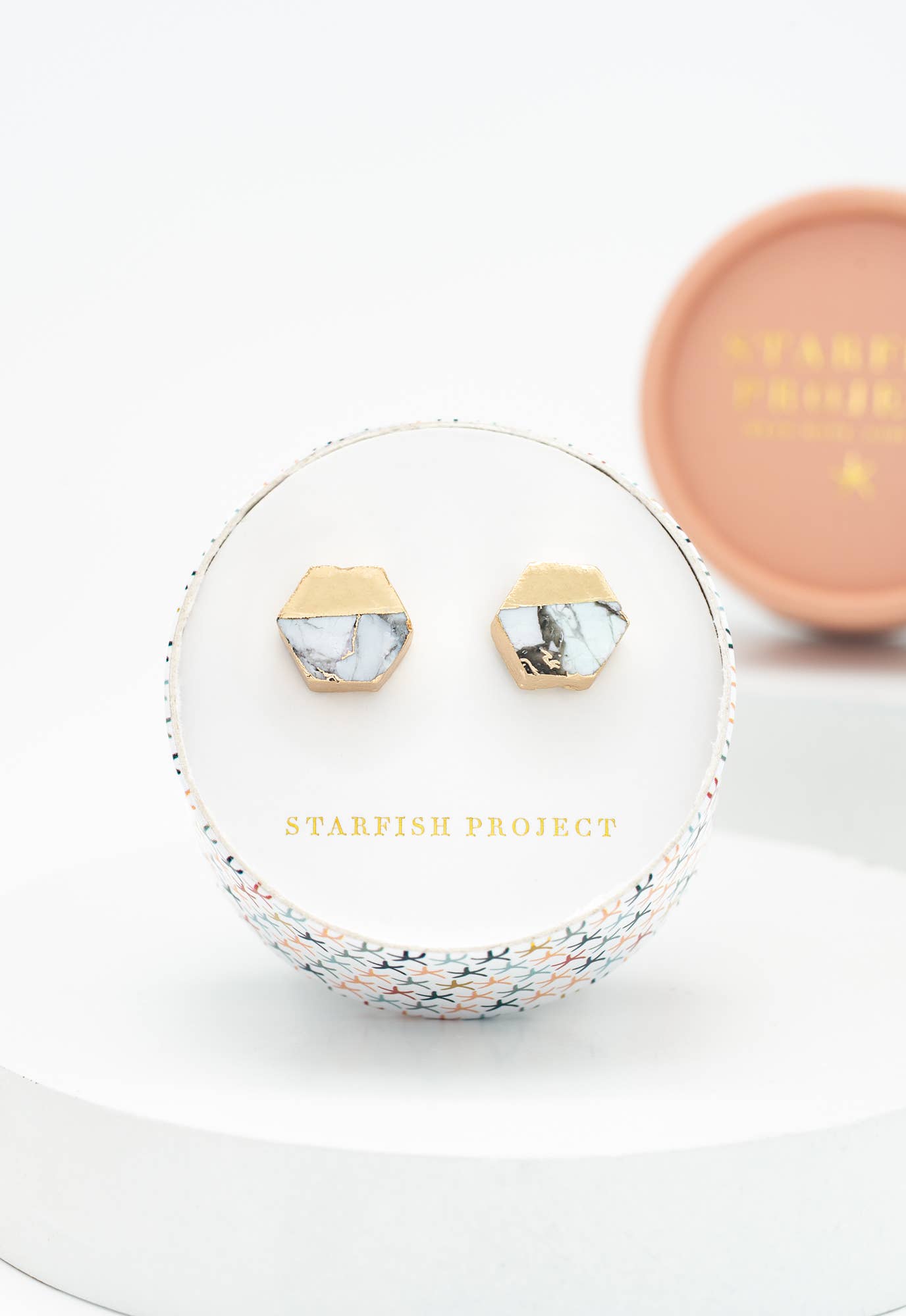Canopy Stud Earrings in White Turquoise