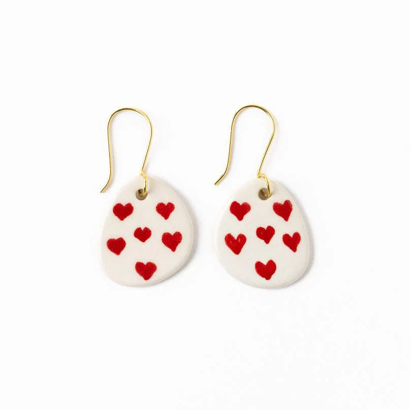 Danielle Round Ceramic Earrings with Hearts