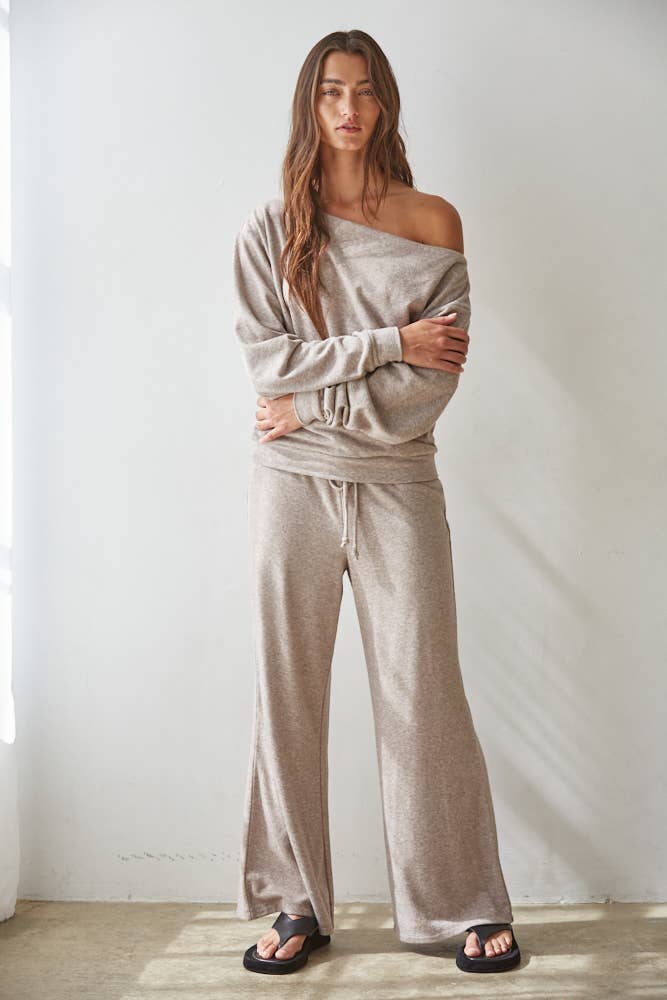 Soft Cowl Neck Pullover in Taupe