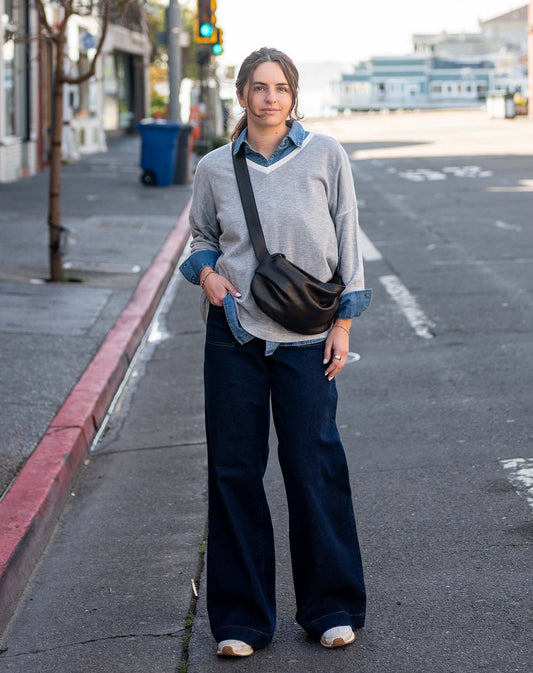 Delmar V-neck Sweater in Silver Cloud