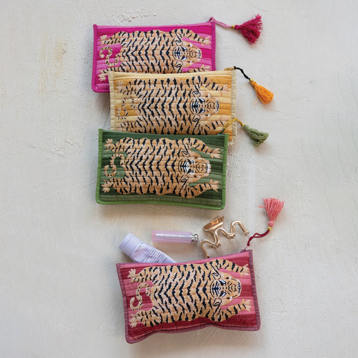 Cotton Voile Tiger Zip Pouch