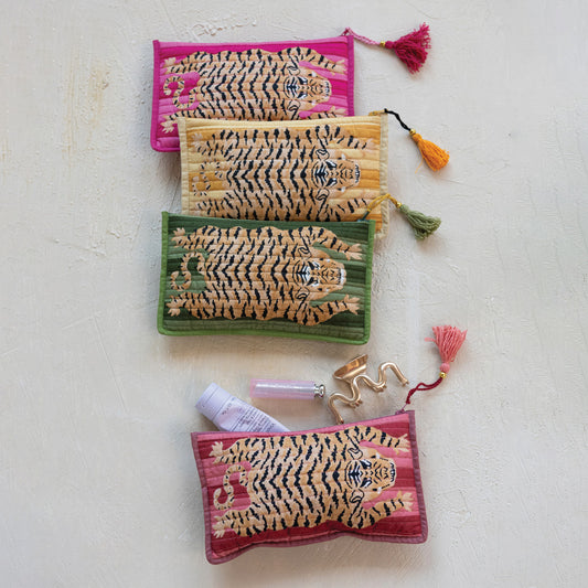 Cotton Voile Tiger Zip Pouch