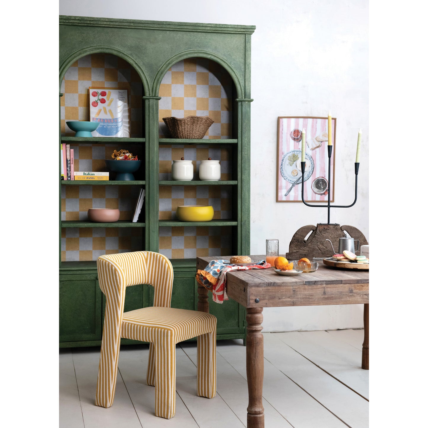 Upholstered Striped Dining Chair