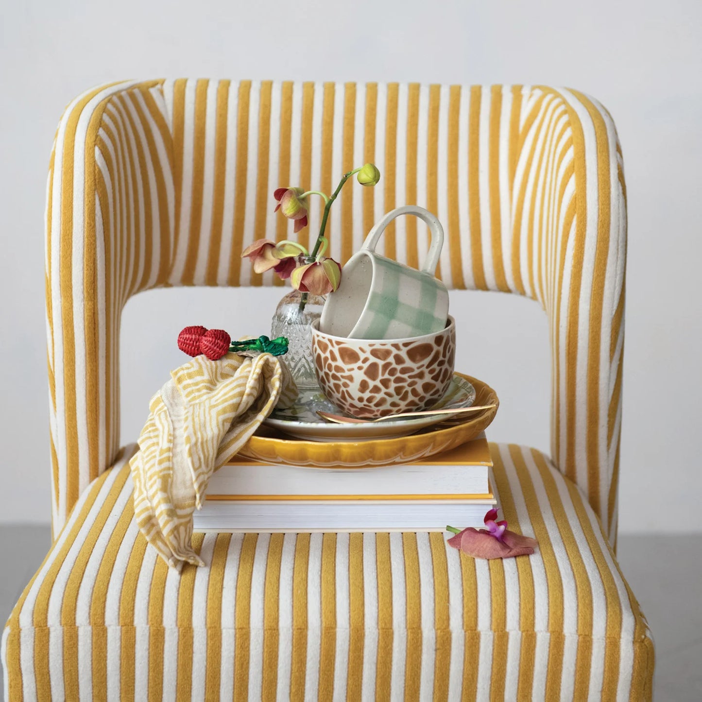 Upholstered Striped Dining Chair
