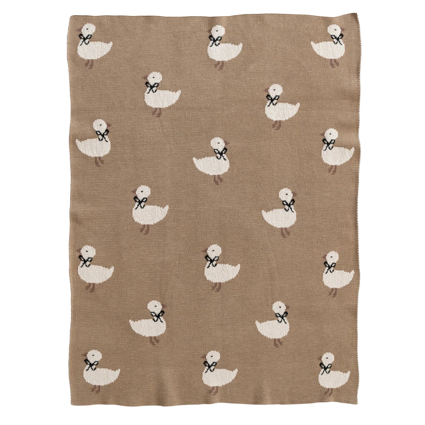 Cotton Knit Baby Blanket with Ducklings