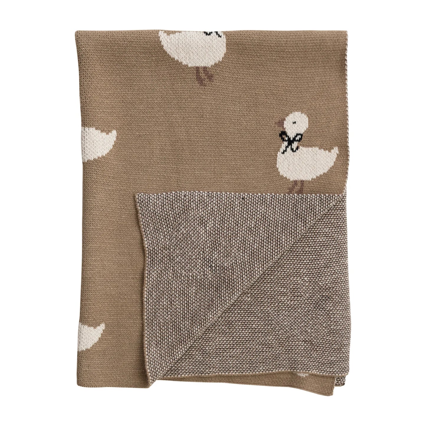 Cotton Knit Baby Blanket with Ducklings