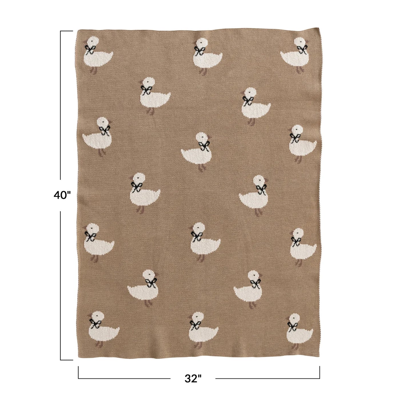 Cotton Knit Baby Blanket with Ducklings