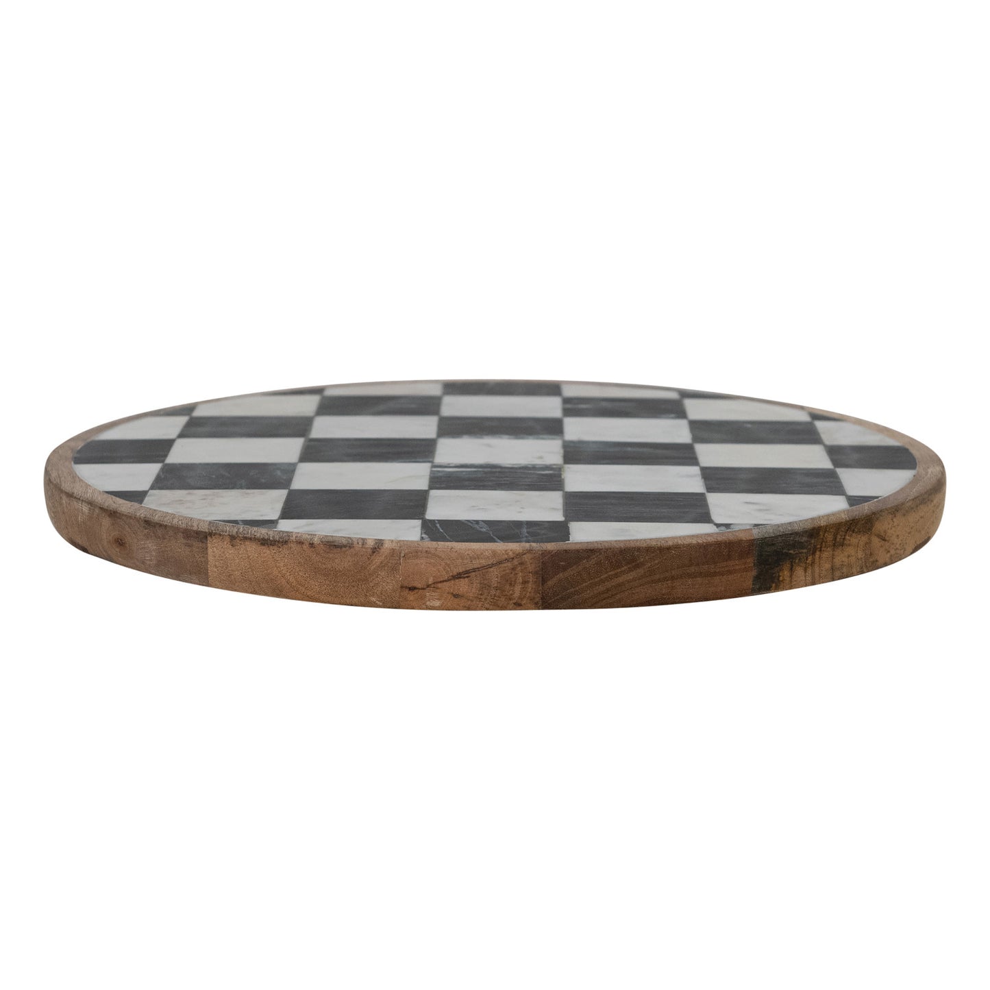 Mango Wood and Marble Check Lazy Susan