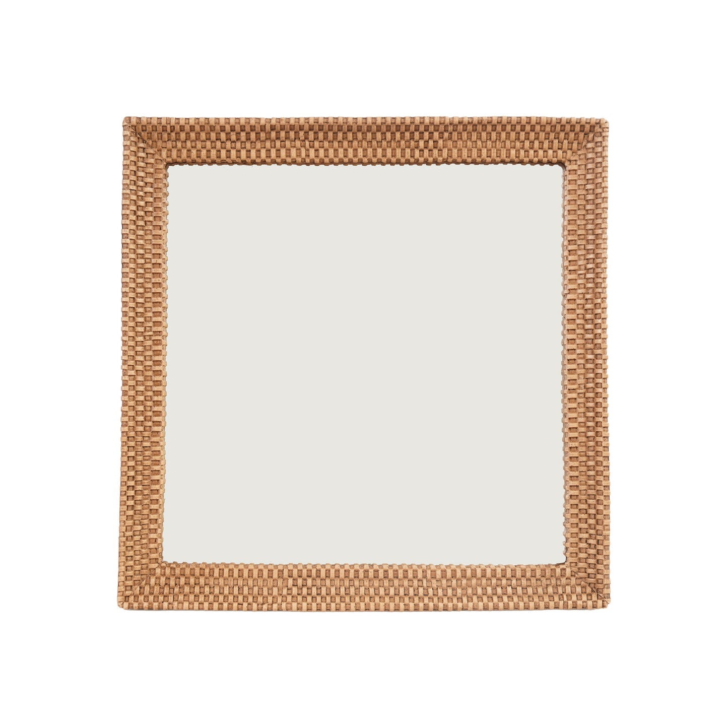 Square Resin Mirrored Tray with Woven Design