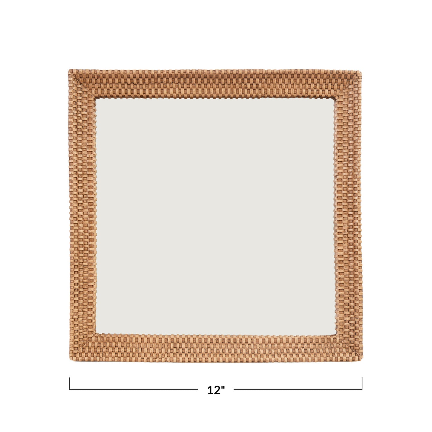 Square Resin Mirrored Tray with Woven Design