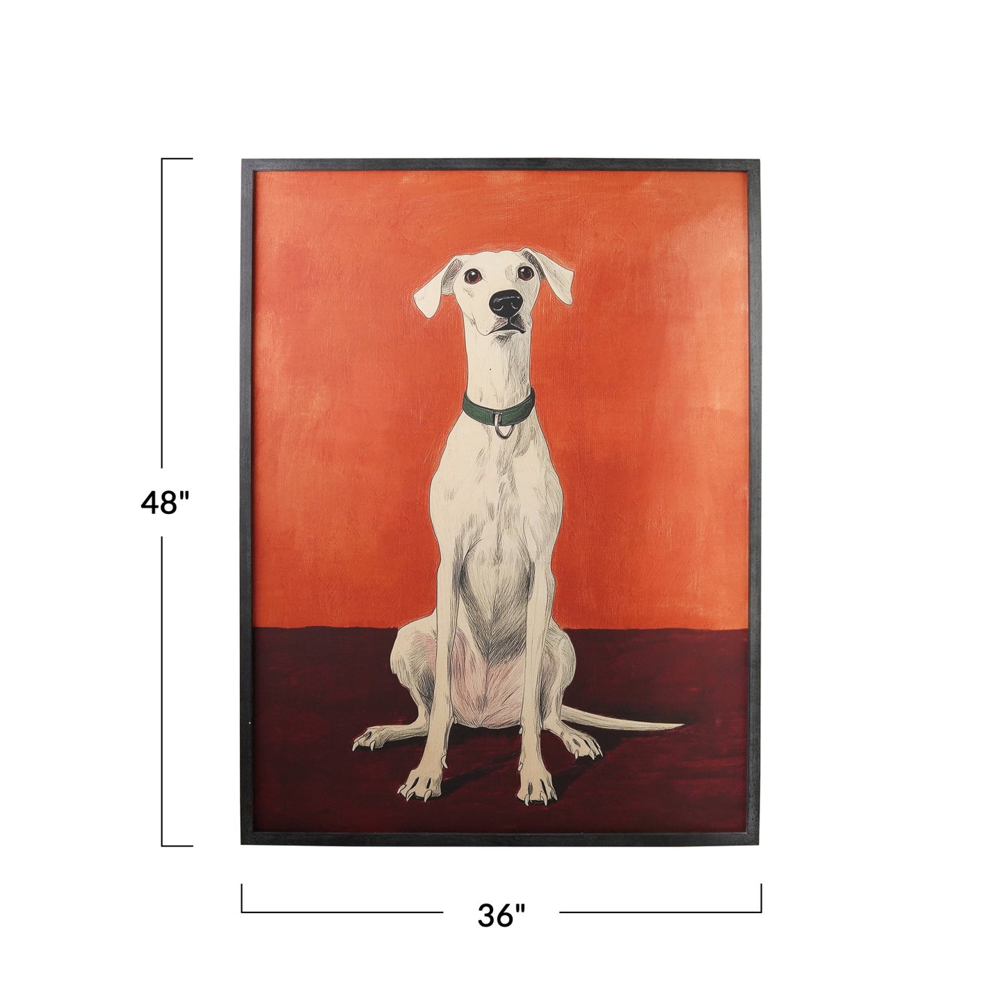 Wood Framed Wall Decor with Dog in Collar