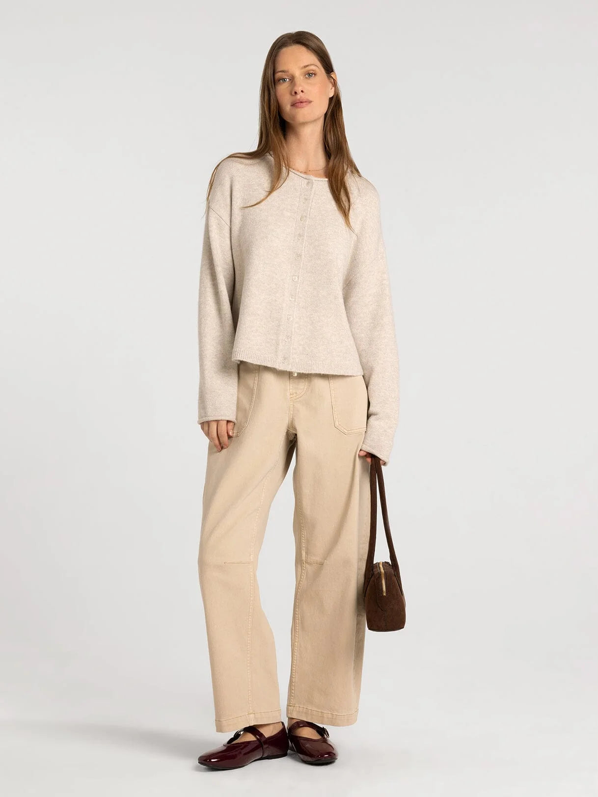Dover Cardigan in Heather Stone