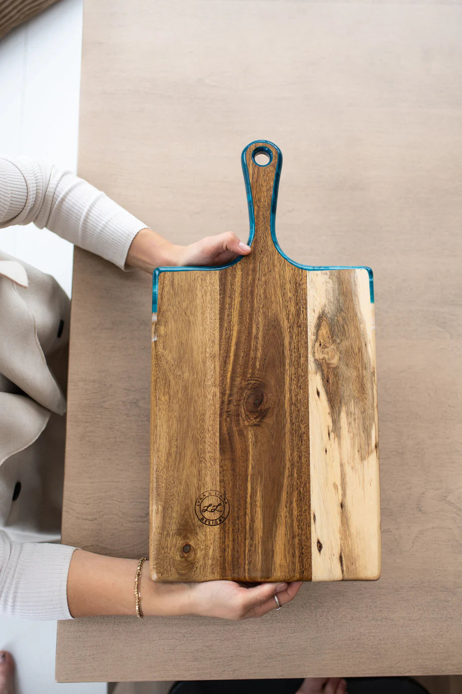 Large Acacia Cheese Board in Ocean Vibes