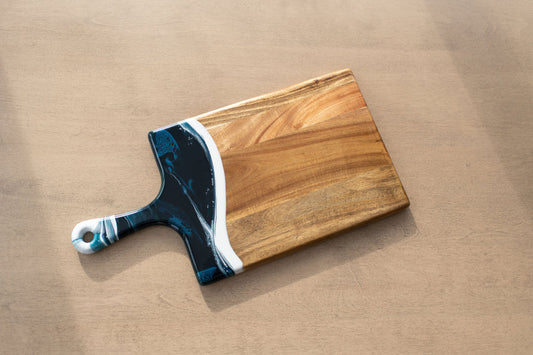 Large Acacia Cheese Board in Navy & White