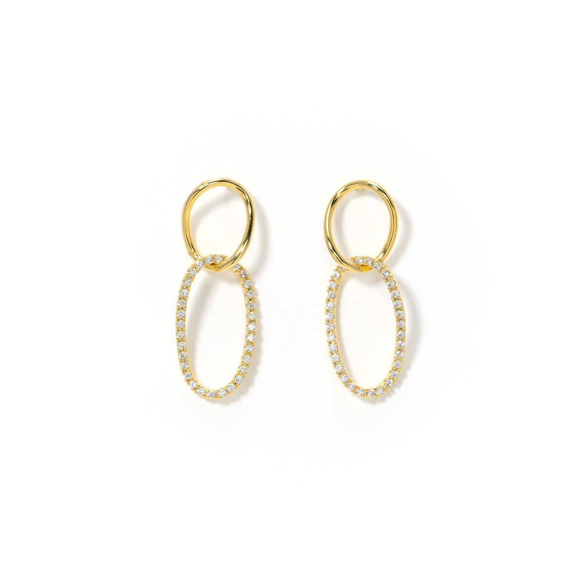 Encore Pavé Small Linked Hoop Earrings in Gold
