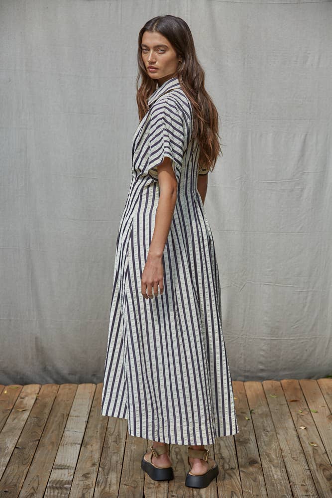 Striped Buttondown Maxi Shirtdress