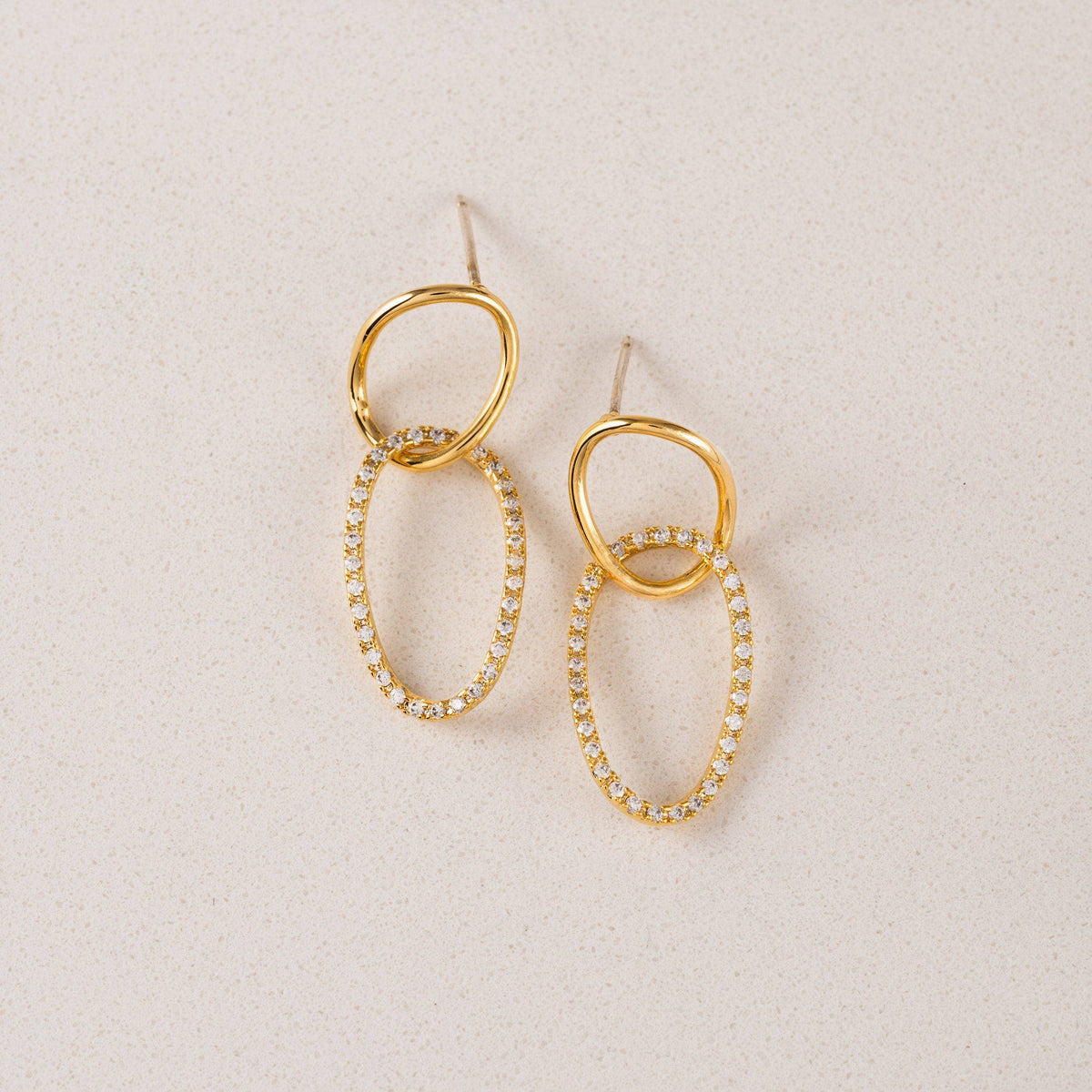 Encore Pavé Small Linked Hoop Earrings in Gold