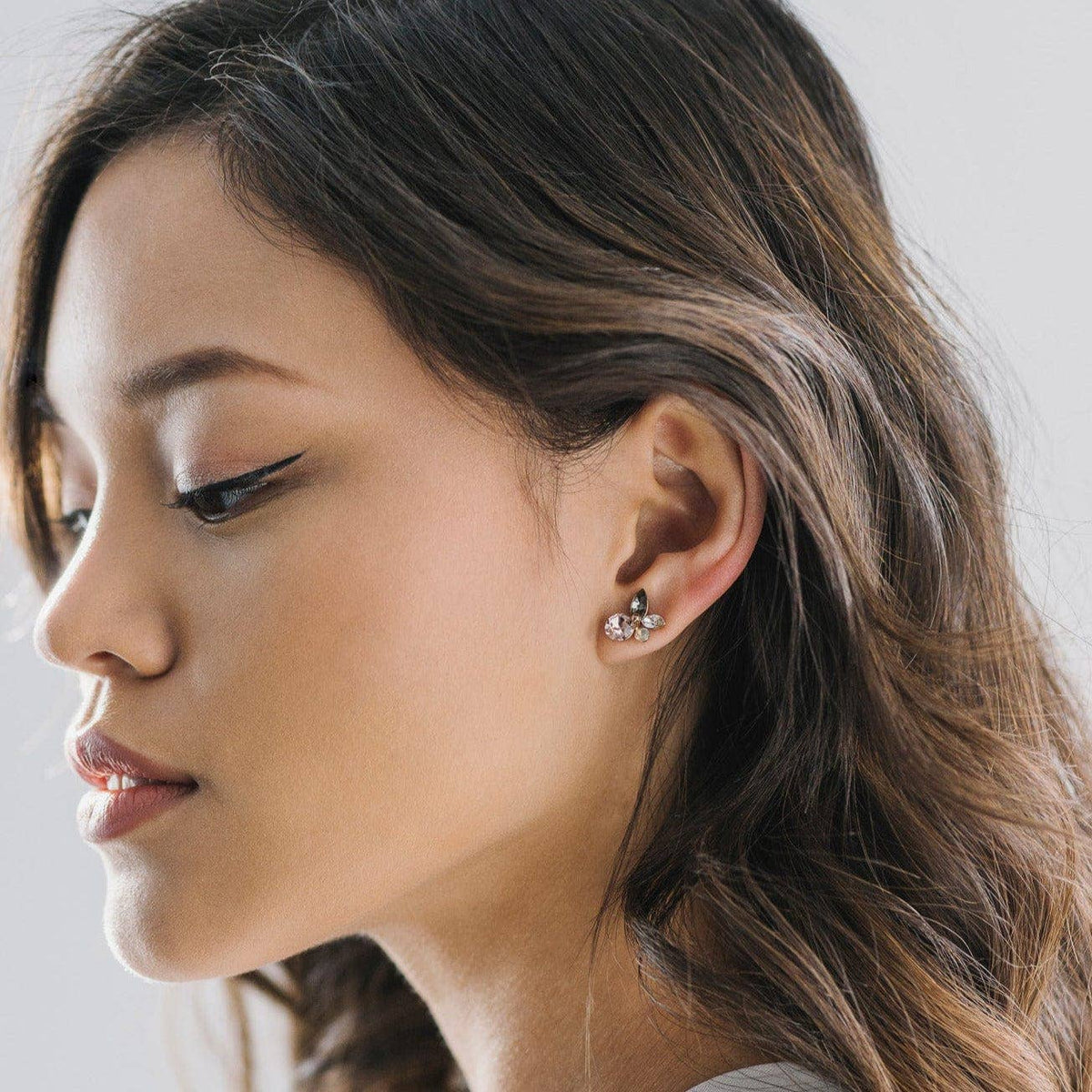 Corsage Stud Earrings in Pink