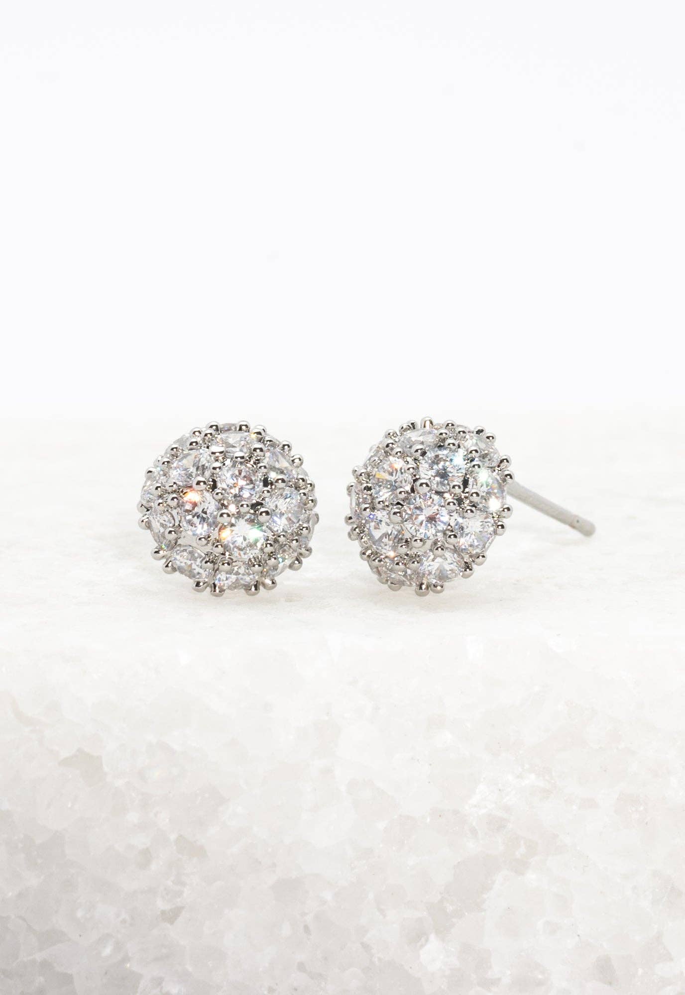 Lustre Bloom Stud Earrings in Platinum