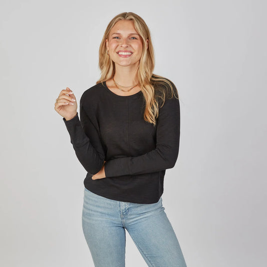 Celia Perfect Length Long Sleeve Tee in Heathered Grey