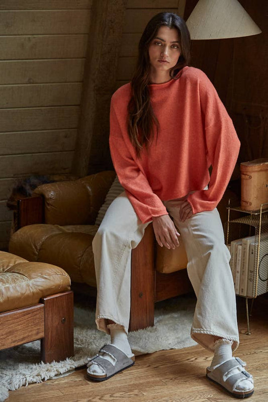 The Cozy Rolled Neck Sweater in Orange