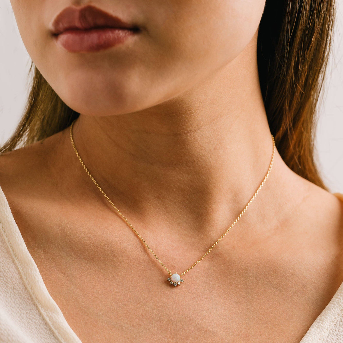 Juno Necklace in Gold + Opal