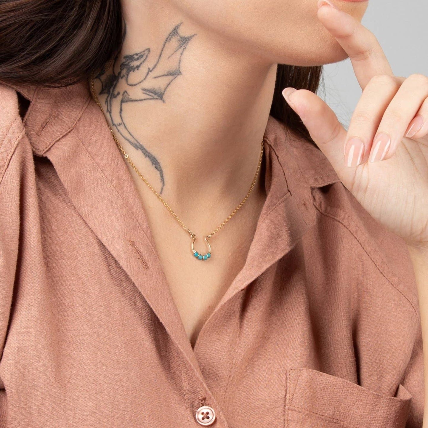 Moab Western Horseshoe Necklace in 14k Gold Filled