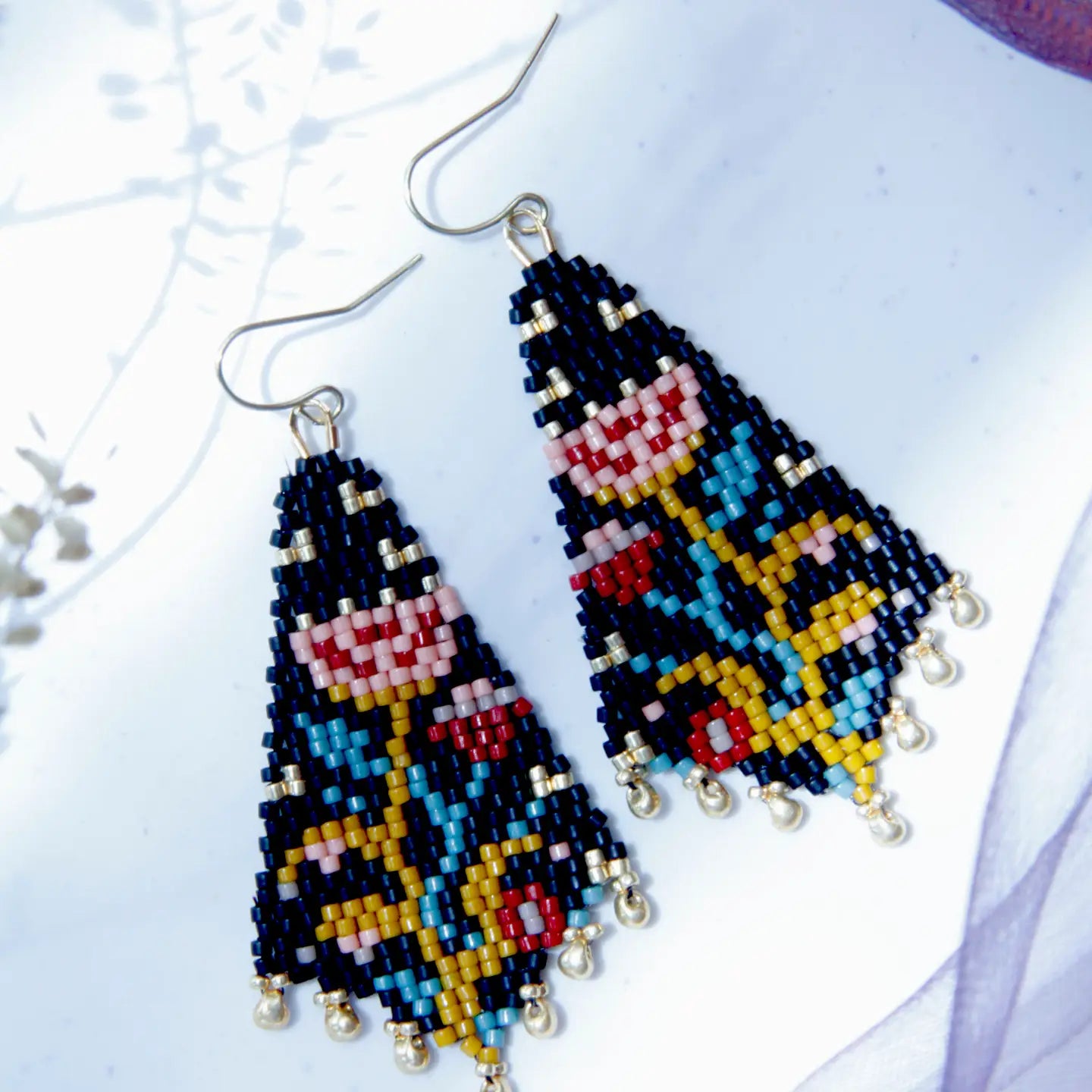 Night Bloom Drop Earrings in Midnight