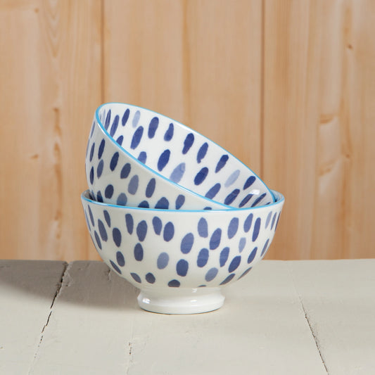 Blue Spots Stamped Bowl - 4"