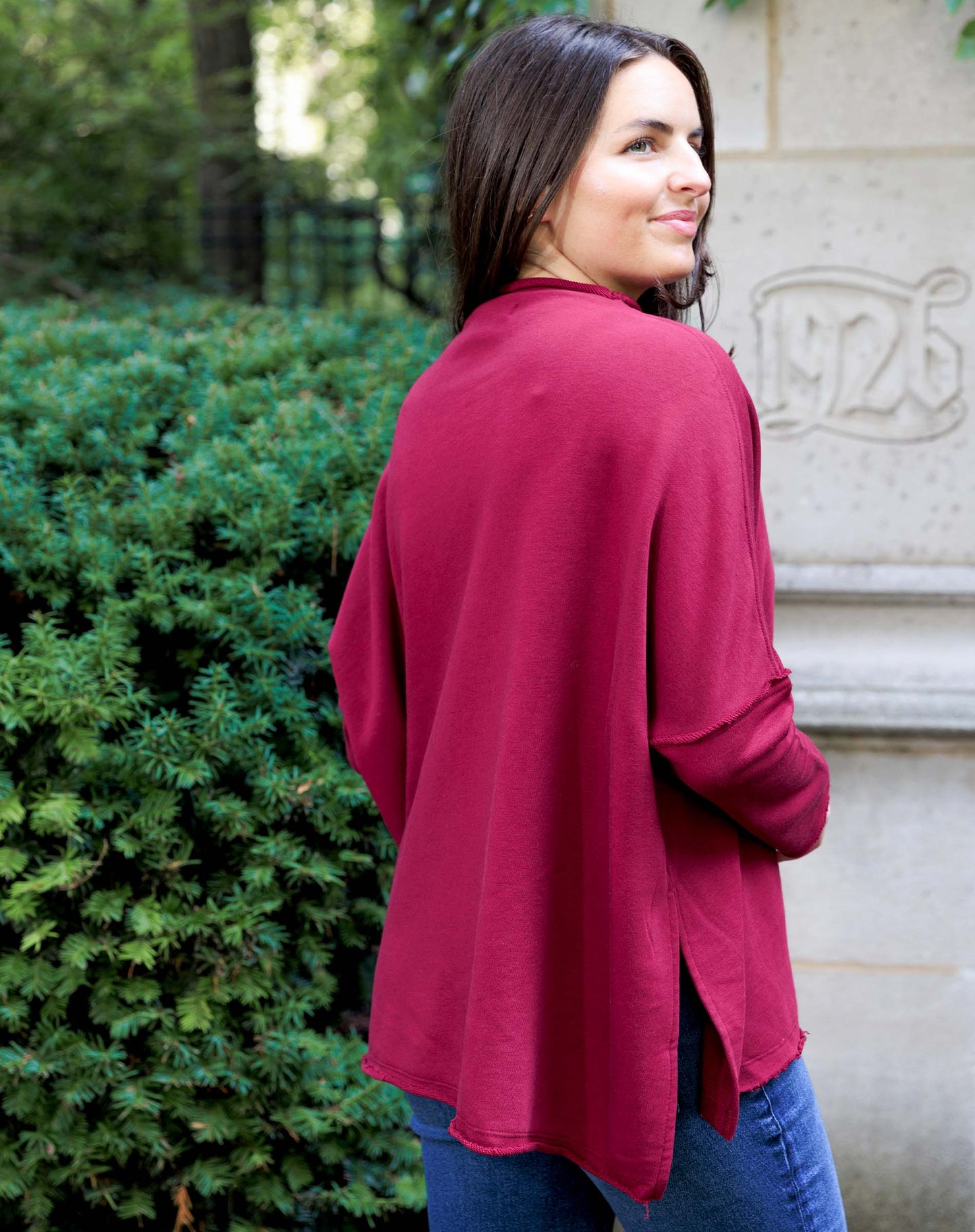Frenchie Mock Neck Sweatshirt in Winterberry
