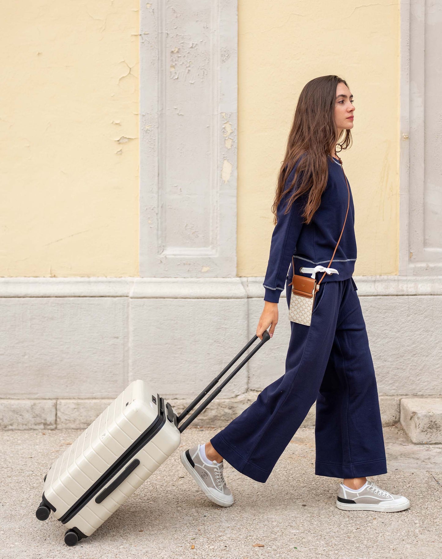 Frenchie Side Tie Crewneck in Cadet Blue